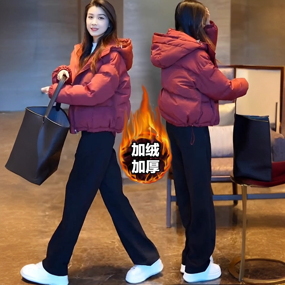 冬装搭配一整套2025欧货时尚套装女小个子遮肉显瘦洋气棉服两件套