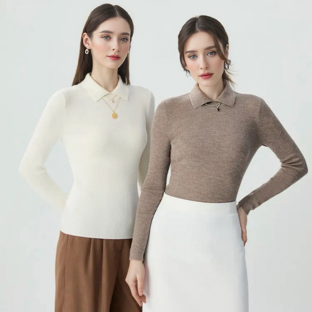 【商场同款】2025新款翻领毛衣套头长袖保暖百搭简约针织衫A301124