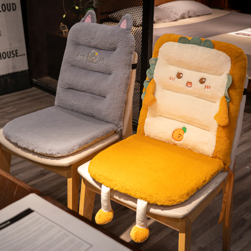 坐垫屁垫椅子靠垫护腰靠背一体加厚毛绒办公室久坐座椅学生宿舍冬