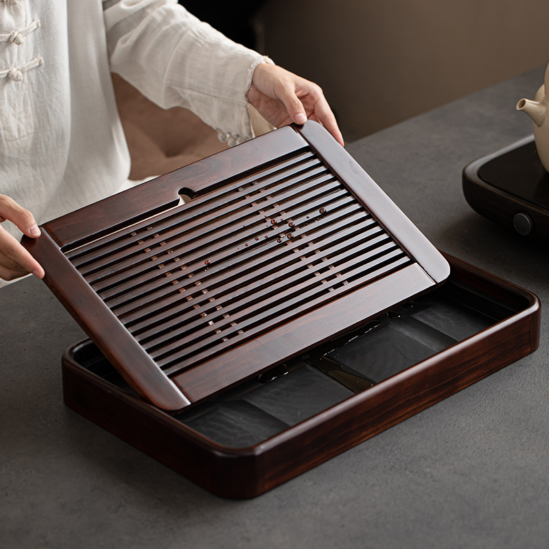 整块实木茶盘家用办公室高档储水式小型干泡茶台茶托茶台中式茶具