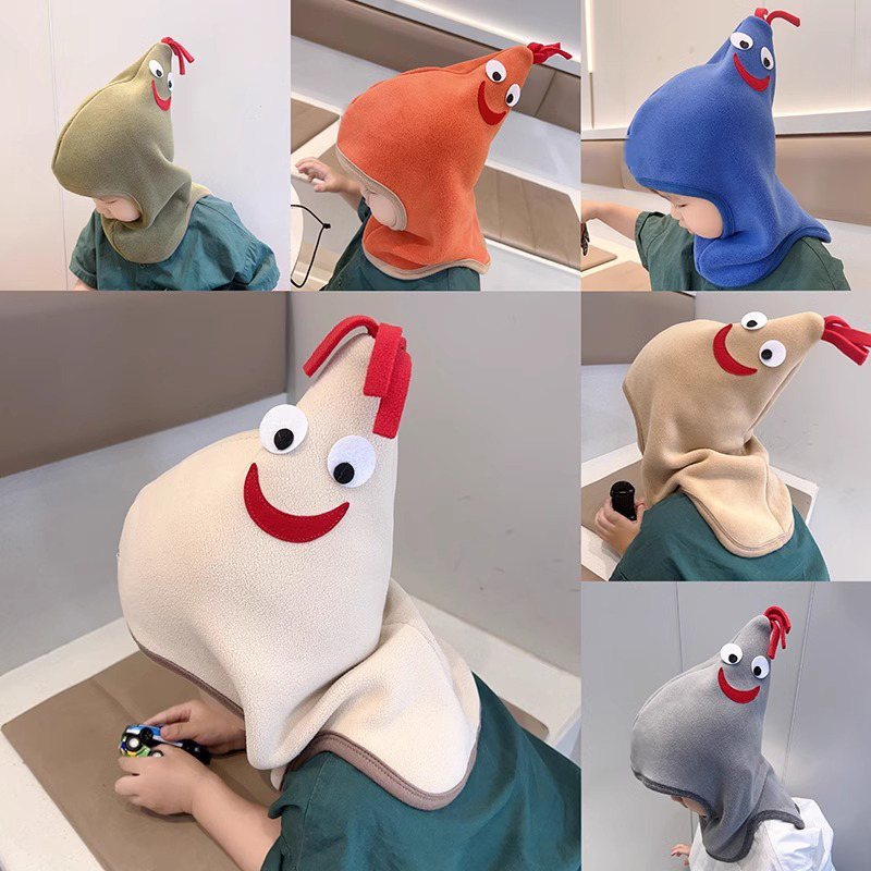 宝宝帽子超萌婴儿公鸡帽秋冬男宝女宝围脖一体儿童护耳保暖套头帽