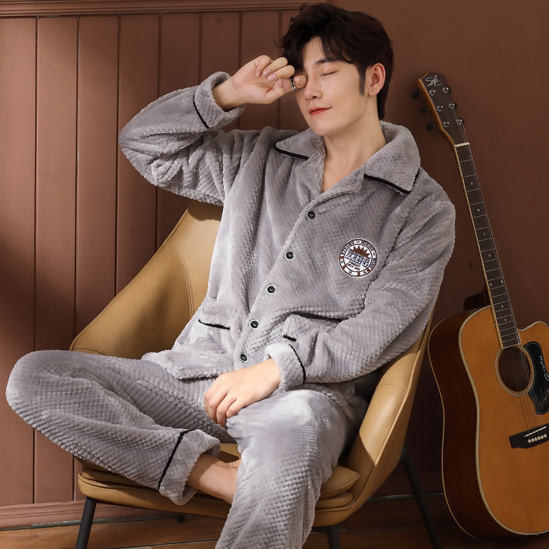 睡衣男士秋冬款冬季珊瑚绒加绒加厚保暖法兰绒家居服男款冬天套装