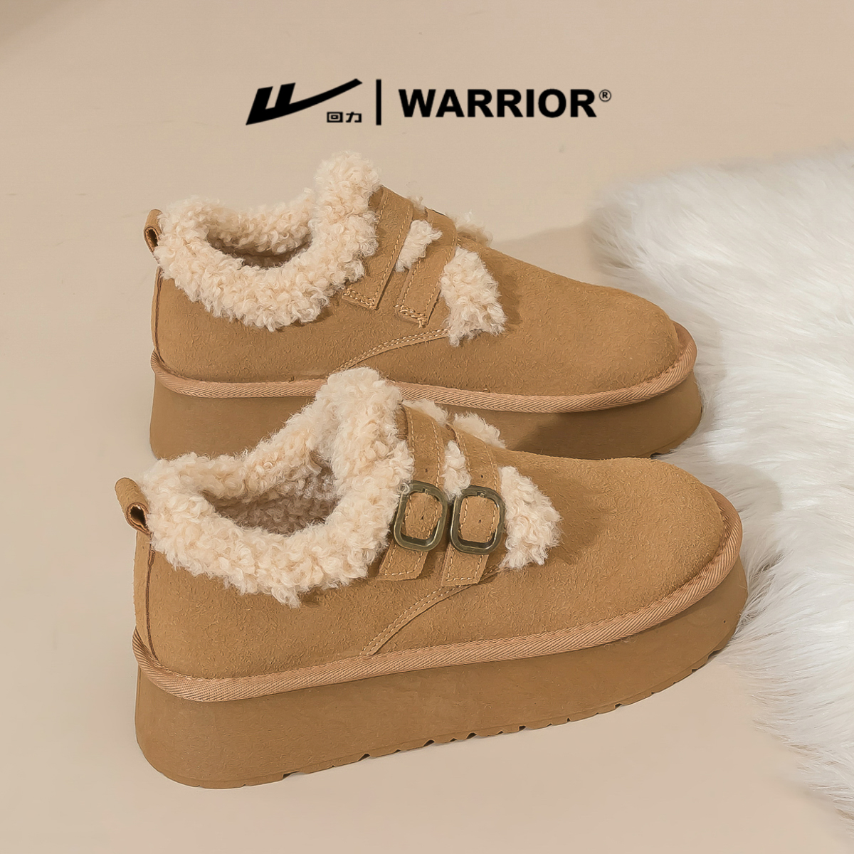 回力厚底勃肯鞋女秋冬加绒2025新款棉鞋保暖加厚一脚蹬鞋子雪地靴