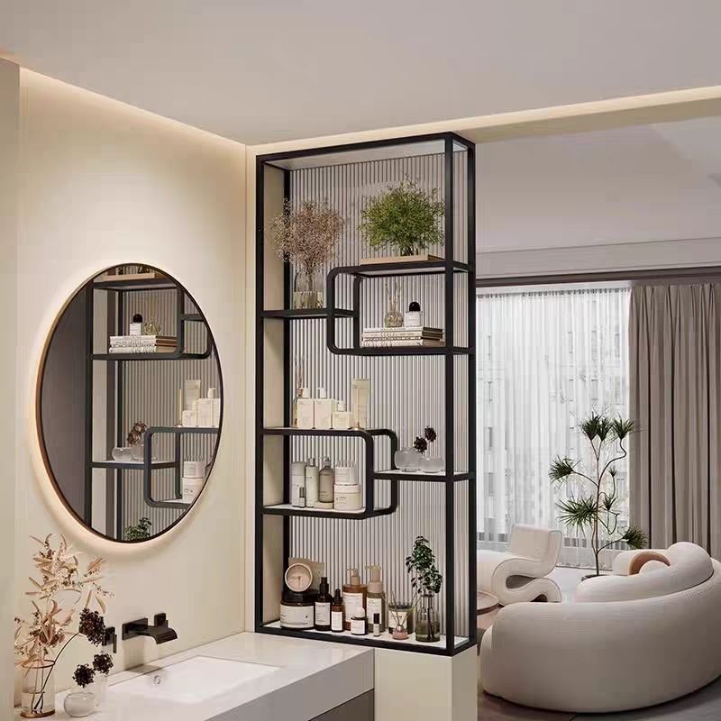 现代轻奢简约隔断长虹玻璃屏风客厅卫生间干湿洗手台置物架半墙