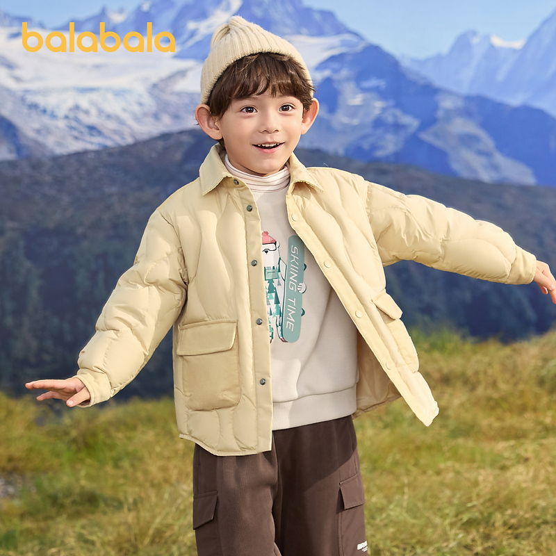 巴拉巴拉男童羽绒服冬季童装儿童冬装新款衬衫式工装外套拼接保暖