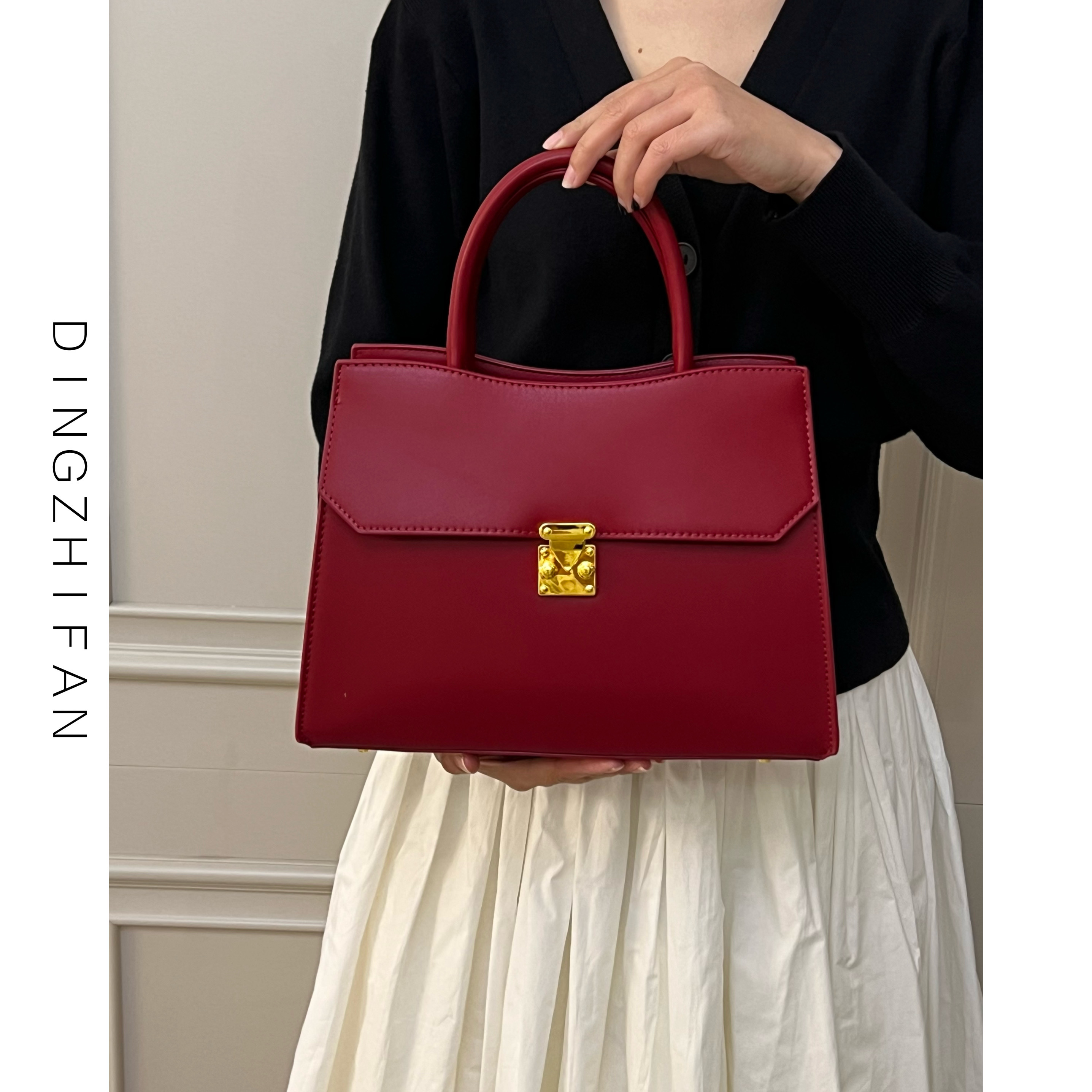 定制范 高级感小众铂金包手提婚包女新娘礼物大容量单肩斜挎包包