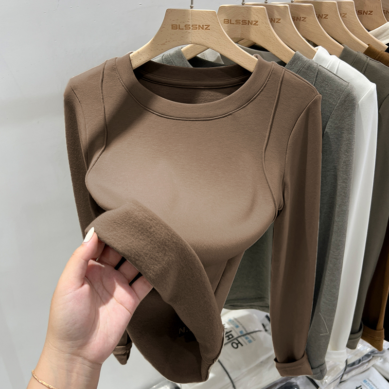 秋冬百搭保暖长袖内搭打底衫女2025修身显瘦辣妹洋气气质t恤上衣