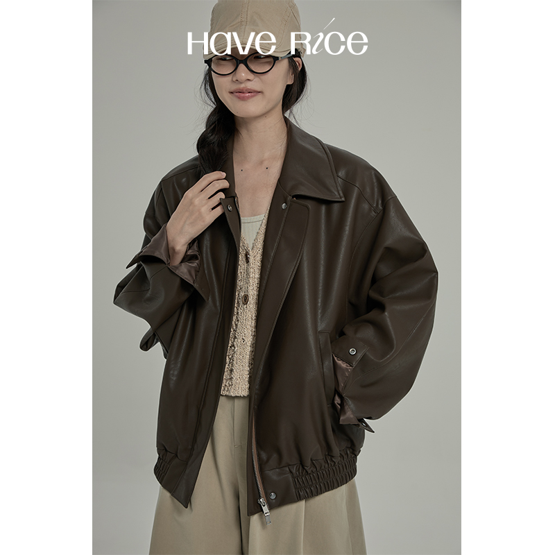【新粉体验入门款皮衣】经典皮衣简约垂软夹克皮衣外套
