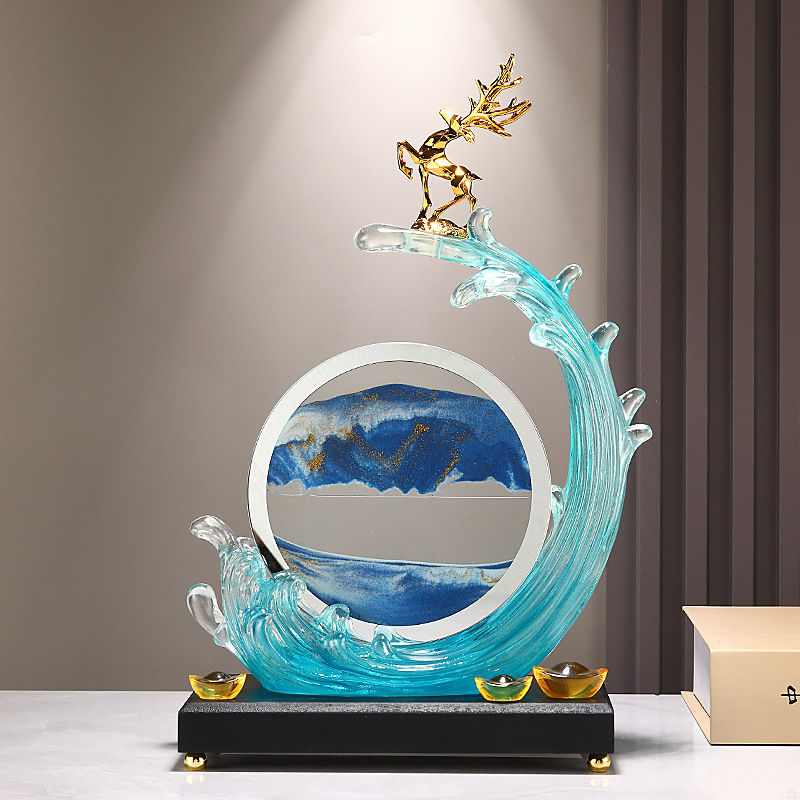风生水起流沙画摆件客厅电视柜酒柜玄关办公室装饰品乔迁新居礼物