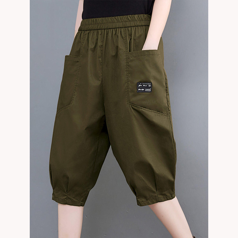 百搭裤子女夏款薄款洋气时髦工装裤休闲宽松大码七分裤哈伦萝卜裤