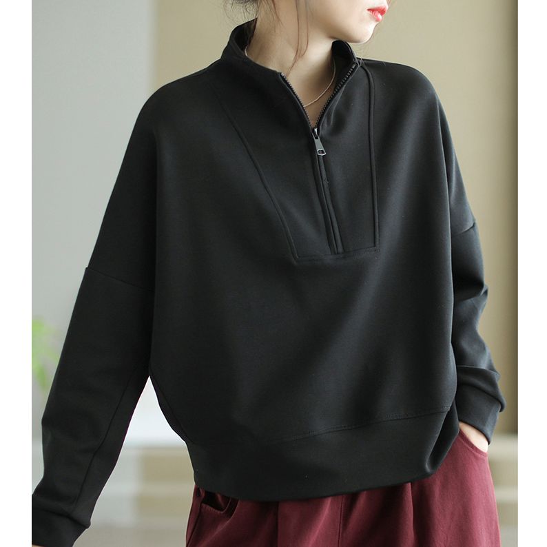 半拉链卫衣女2026休闲百搭秋季时尚简约网红洋气炸街流行长袖上衣
