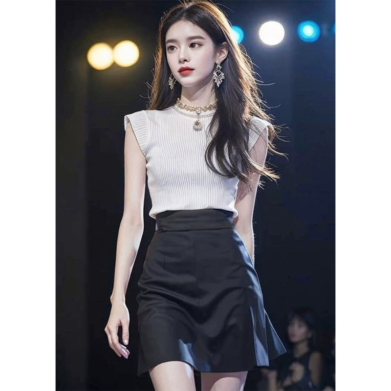 2024新款气质女神范高端韩系高级感穿搭白色上衣半身裙套装女夏季