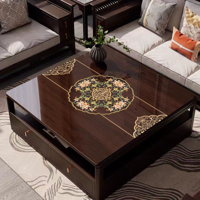 新中式PVC桌布餐桌垫软玻璃垫子客厅正方形桌垫免洗防水防油防烫