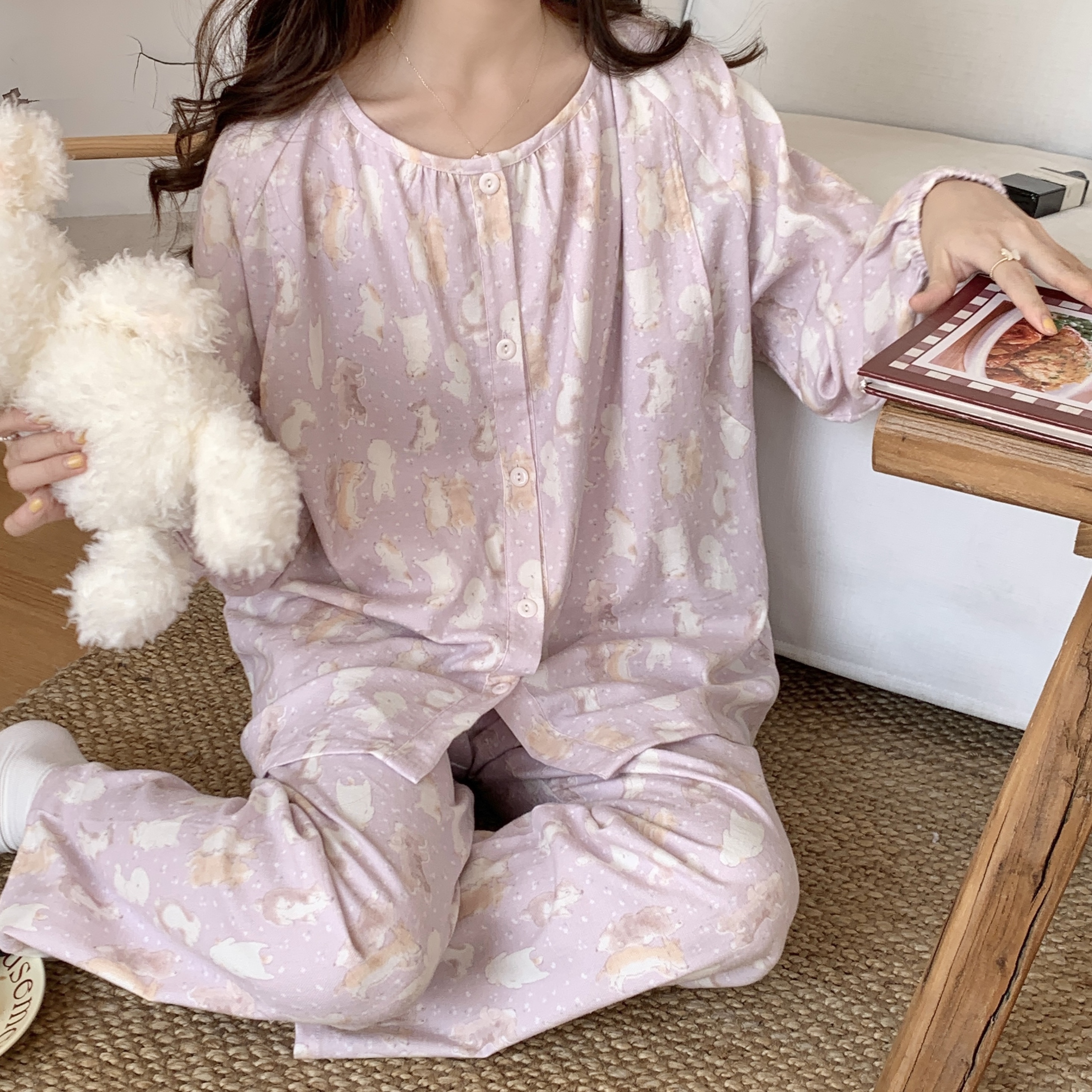 【带胸垫-云感棉】月子服夏季产后哺乳吸汗透气孕妇睡衣大码家居服