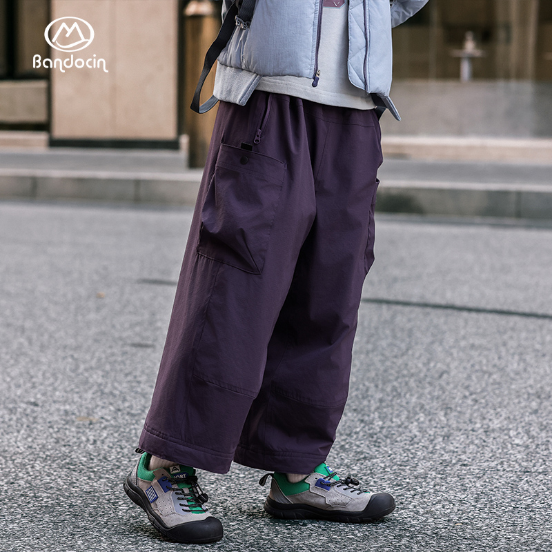 BANDOCIN/半度闲复古工装休闲直筒裤女童秋季宽松时尚百搭九分裤