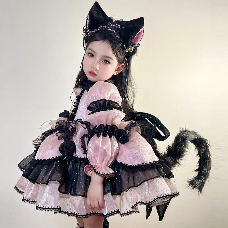 女童可爱猫咪二次元公主裙万圣节cos服装儿童露娜猫洛丽塔连衣裙
