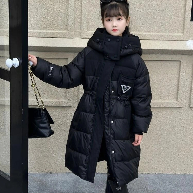 儿童羽绒服韩版中长款过膝女童冬季加厚2025新款亲子外套女孩