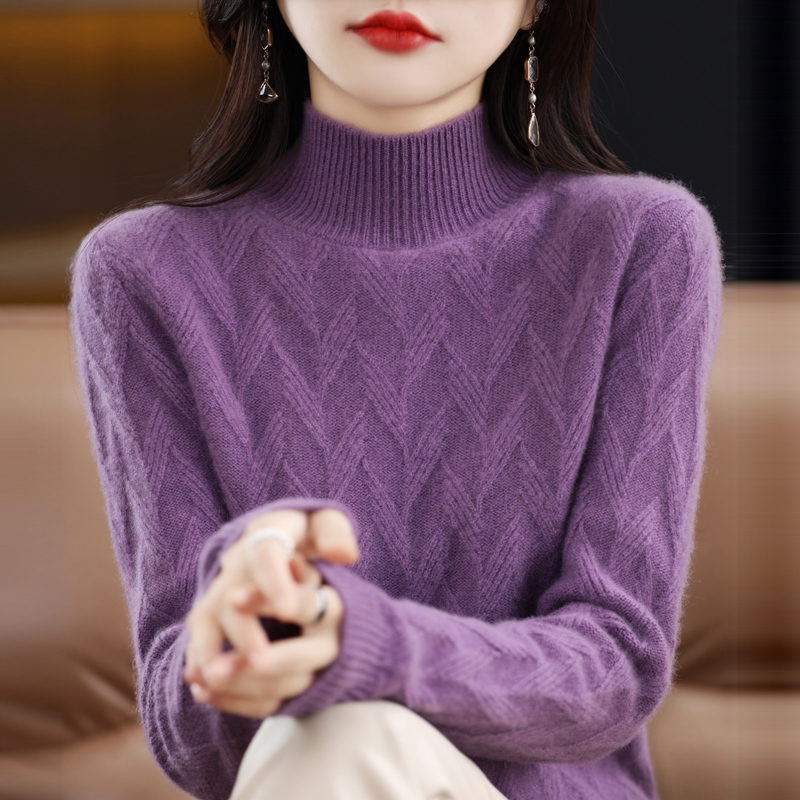 品牌正品羊毛衫纯色秋冬季加厚提花毛衣女款爆款2025新款洋气