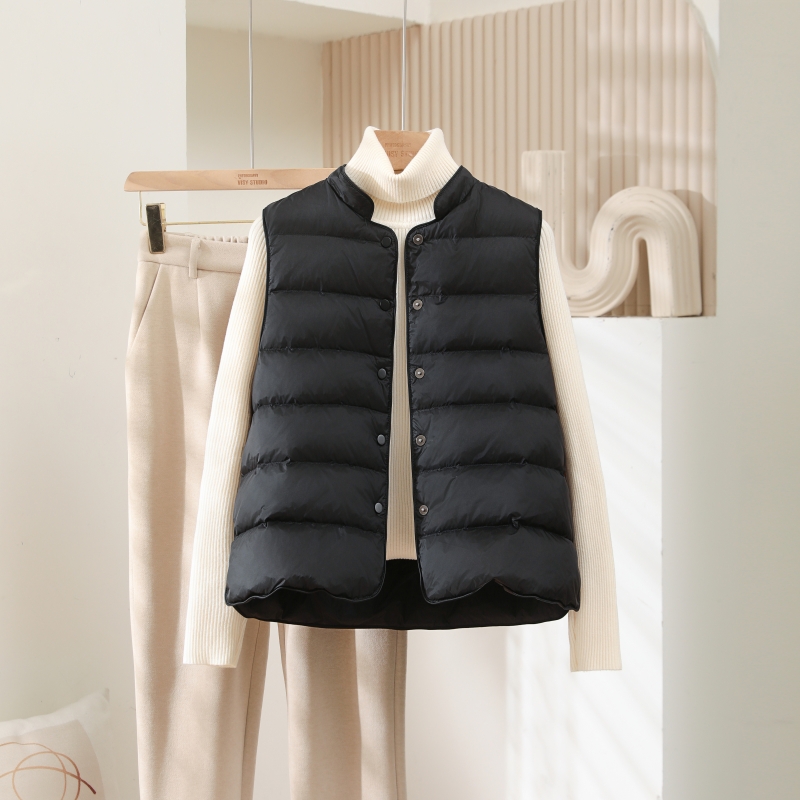 白鸭绒羽绒马甲女2025冬新款时尚保暖无袖轻薄内胆女士背心外套