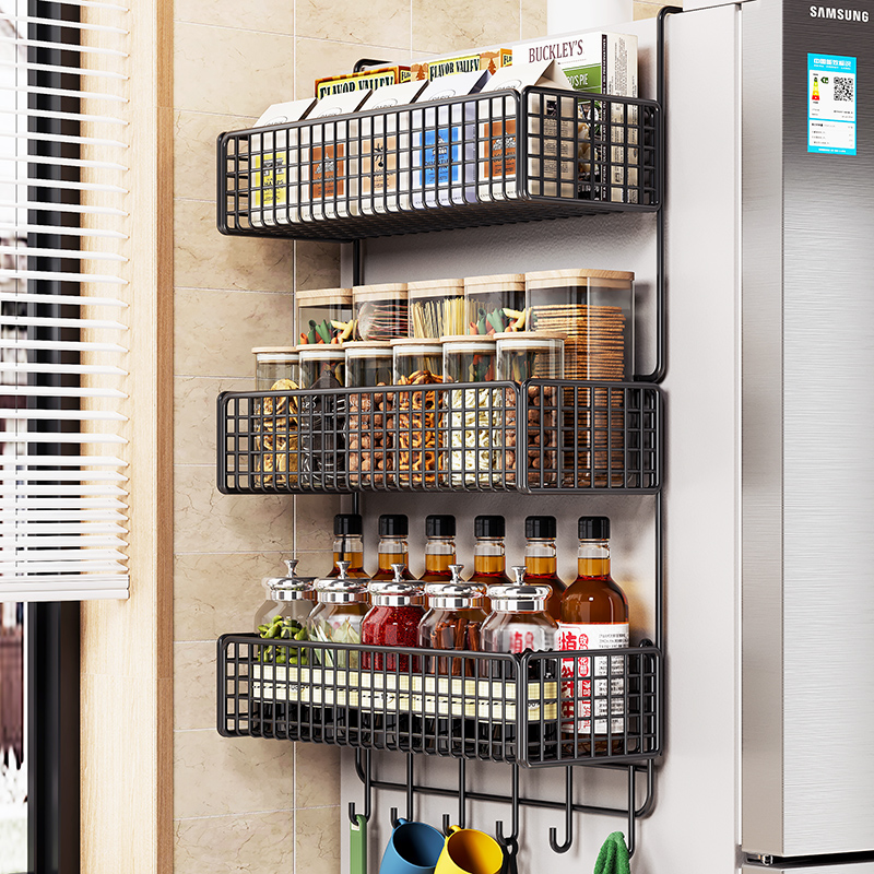 冰箱置物架侧面收纳架神器厨房用品家用大全侧壁保鲜膜多层挂架子