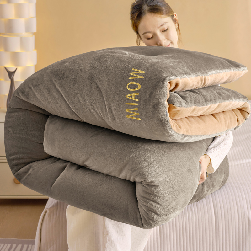 冬被双面棉被冬季纯色被子单人学生被芯被子秋冬款宿舍牛奶绒加厚