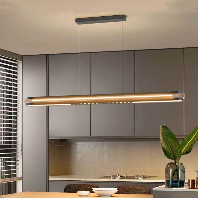 餐厅灯吊灯简约创意一字长条桌灯北欧极简家用客厅条灯个性吧台灯