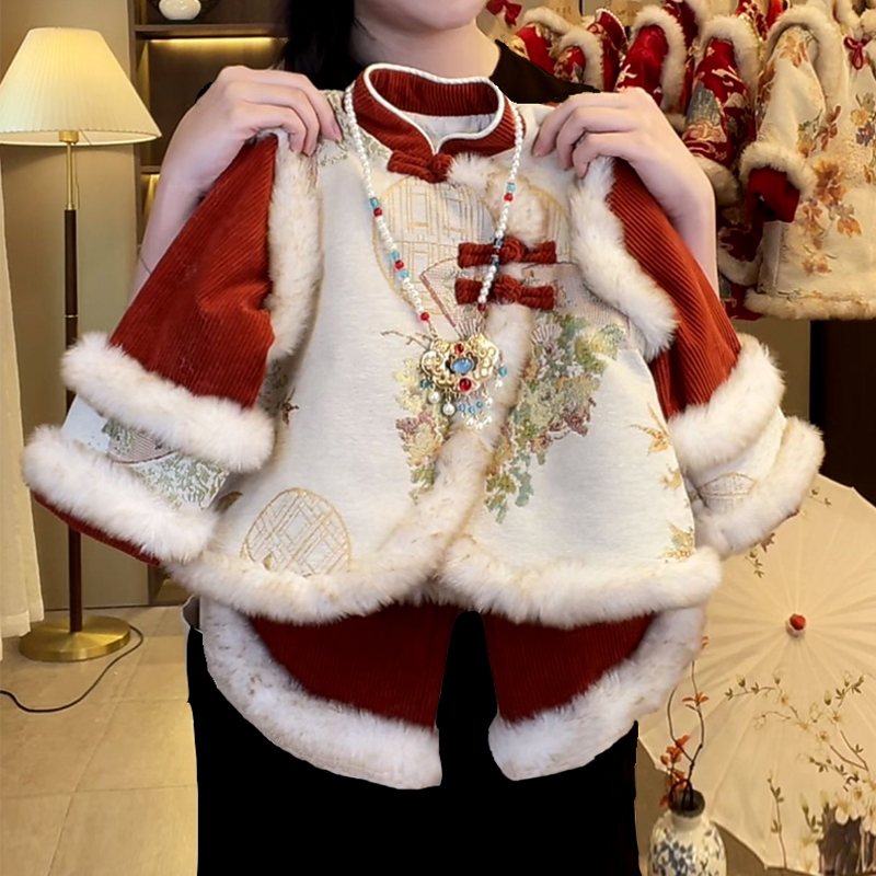 女童国风套装拜年服加绒2025新款冬装小童女宝宝洋气两件套新年