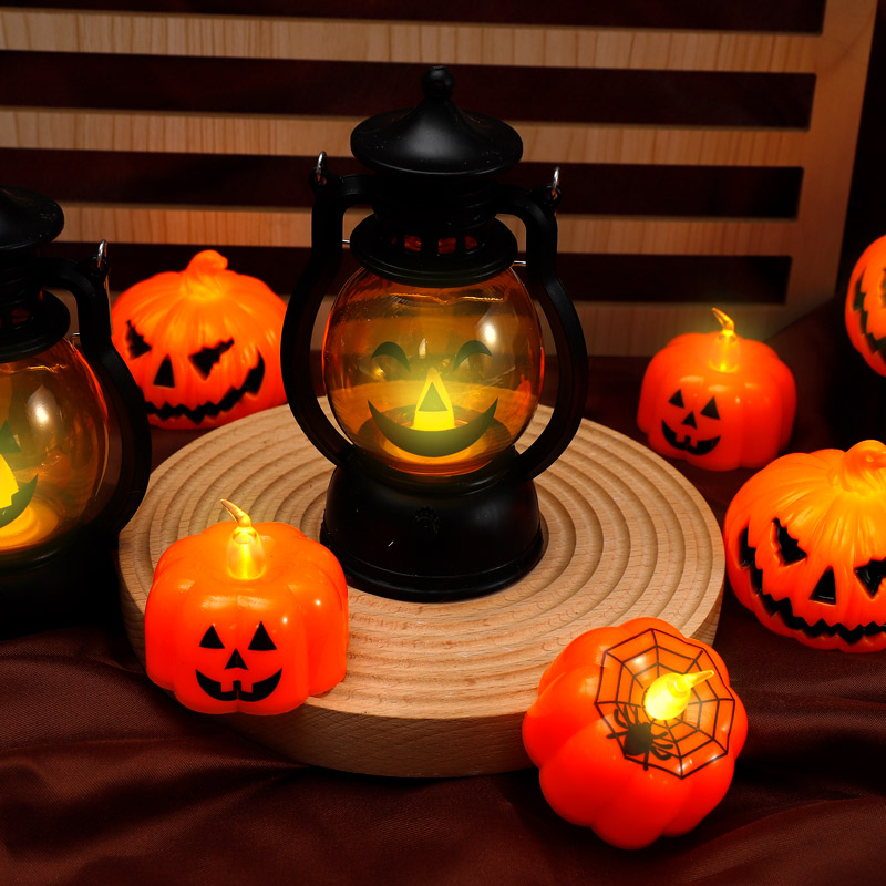 花喜爱万圣节南瓜装饰南瓜灯布置灯花束包装材料鬼脸南瓜手工diy