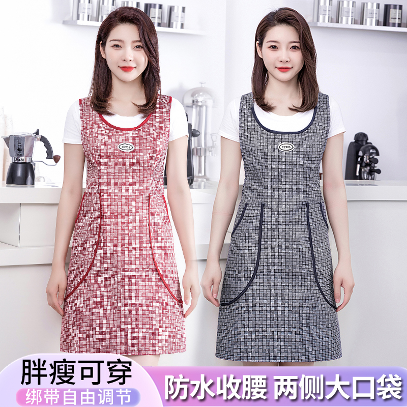 JIAQILI/佳绮利时尚背心围裙防水防油厨房家用大口袋洋气工作服