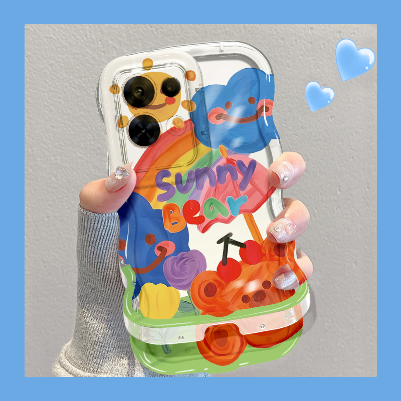 适用于OPPO Reno8晴朗小熊个性手机壳双支架全包硅胶防摔女款软壳
