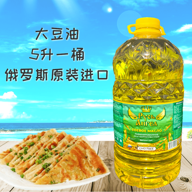 俄罗斯原装进口一级大豆油安心食用油煎炒烹炸烹饪油5升/1桶