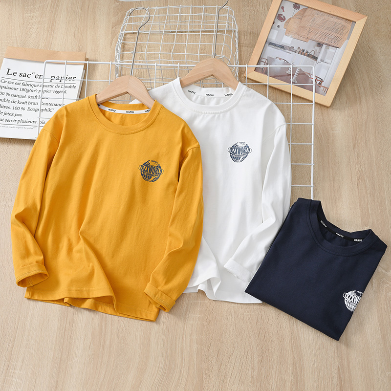男童长袖T恤秋装2024新款潮纯棉儿童圆领百搭打底衫上衣春秋童装