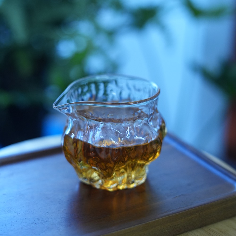 慕兮 锤纹耐热玻璃公道杯核桃纹加厚水波纹公道杯大号分茶器茶海