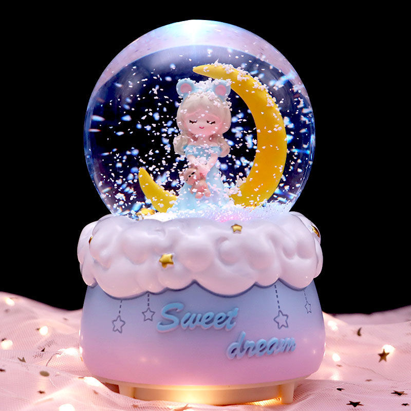 梦幻月亮天使公主水晶球摆件音乐盒八音盒儿童女生生日礼物小女孩