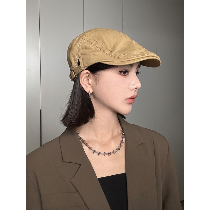 港风前进帽子鸭舌帽女夏季薄款百搭个性显脸小鸭嘴报童贝雷帽