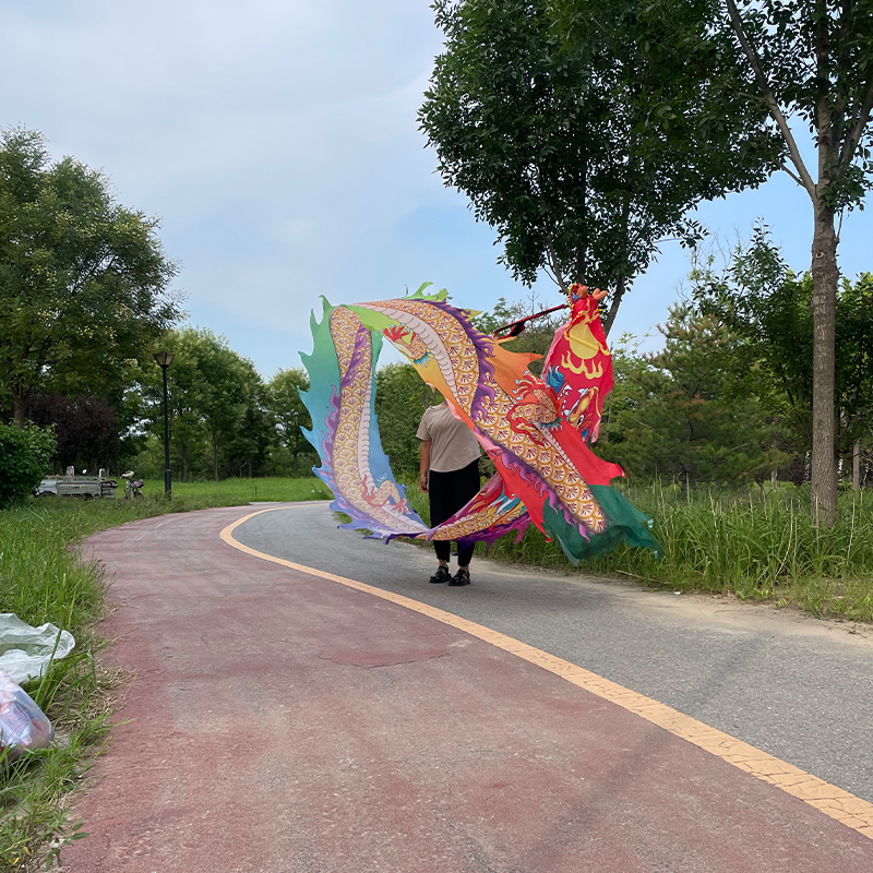 新款健身龙彩绸绸缎加厚一体尾单龙身