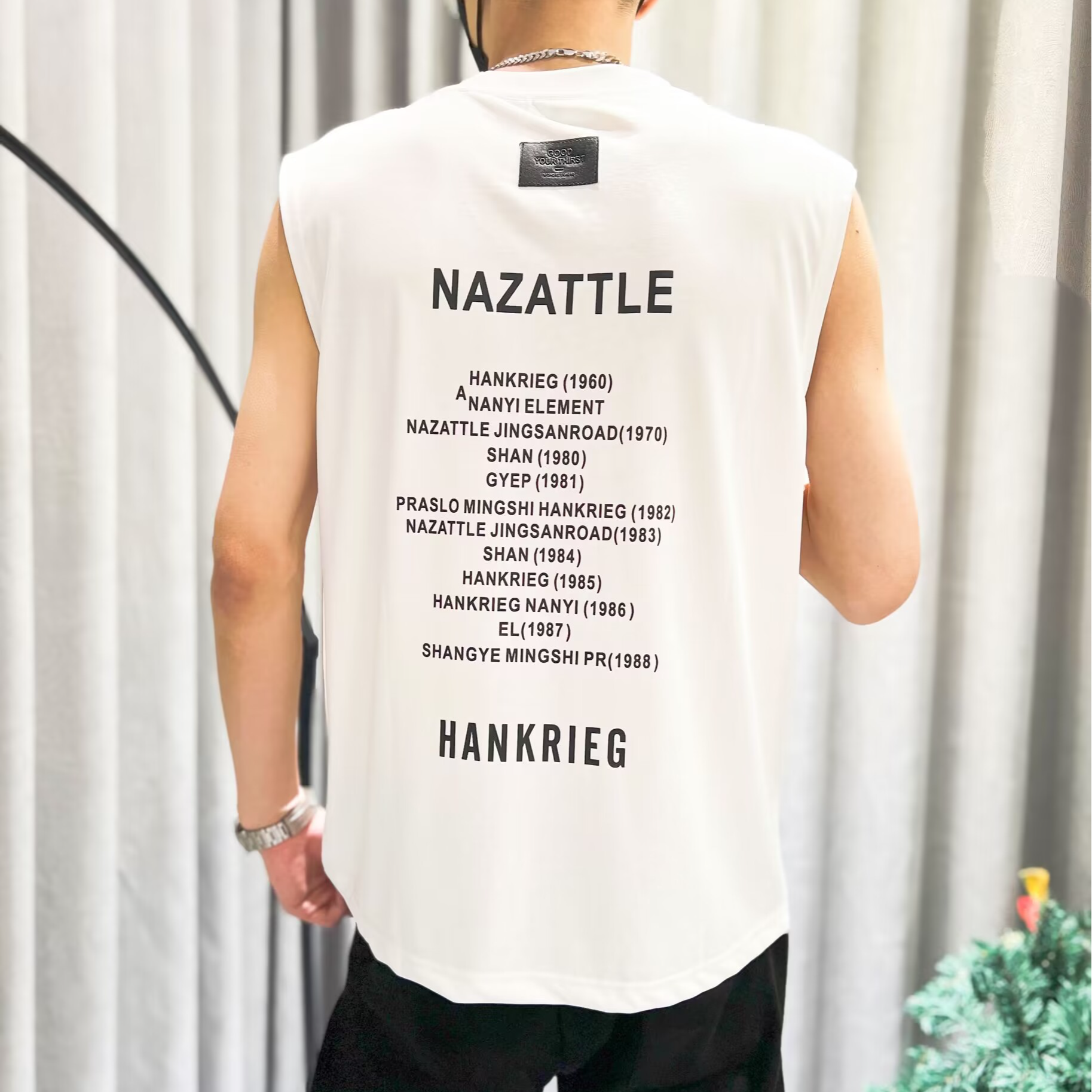 夏季圆领宽松休闲男士坎肩美式复古运动健身速干字母棉T无袖t恤.