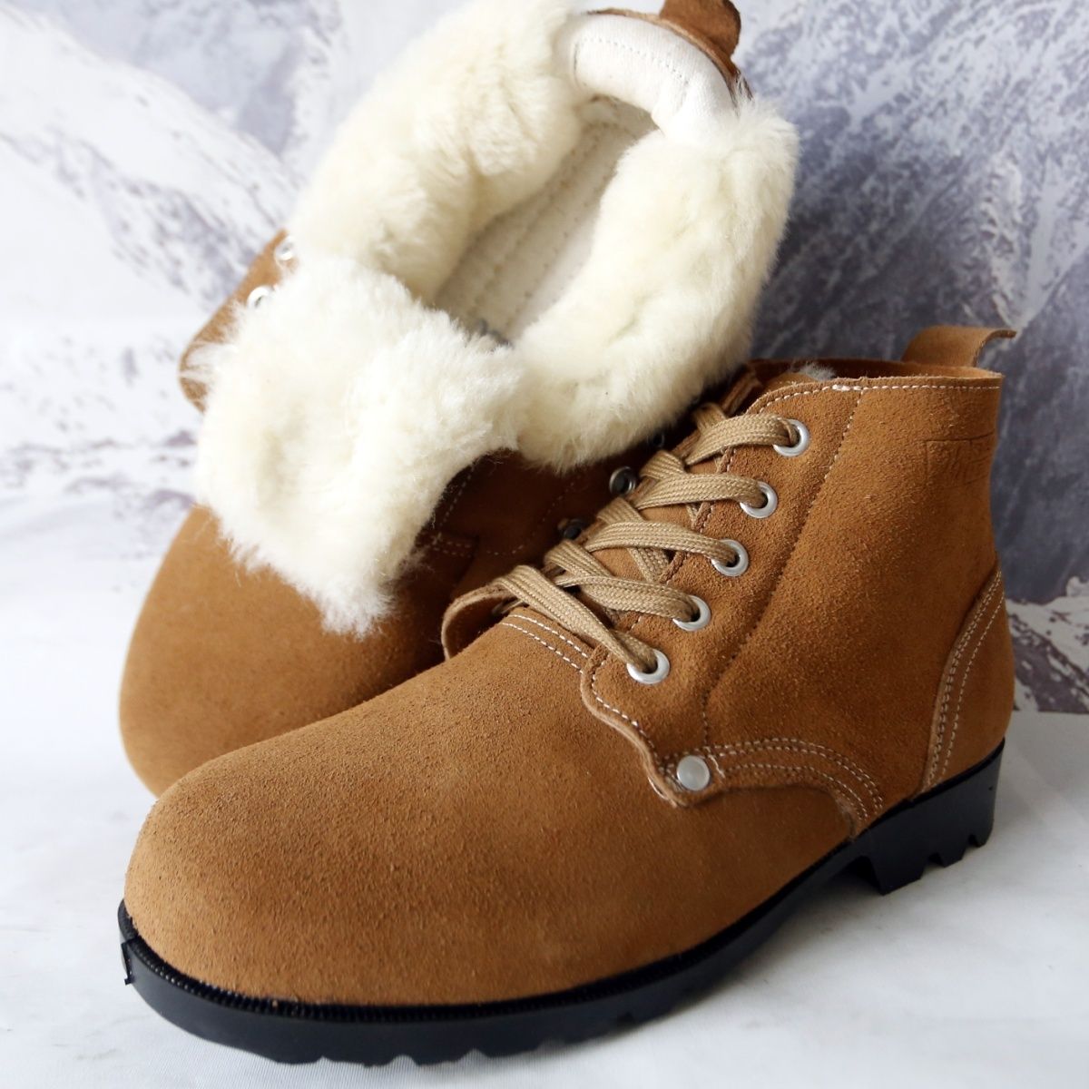 3416冬季靴皮毛一体雪地靴翻毛皮鞋老式大头男劳保东北大棉鞋加绒