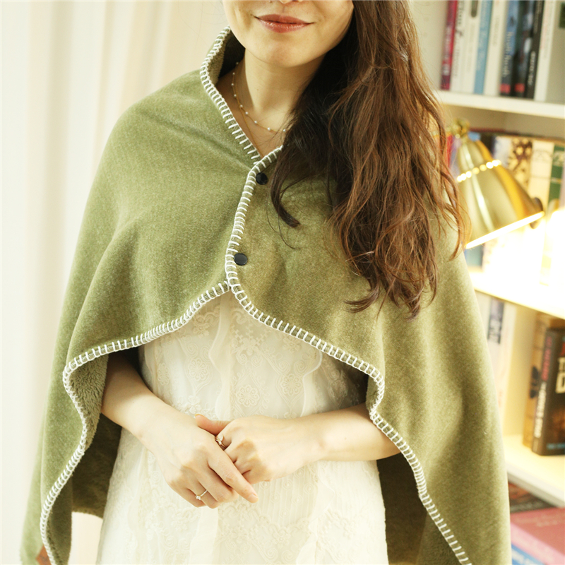 PRIDE ROCK日系多功能披肩小毛毯双层纯色办公室午睡盖腿毯便携款