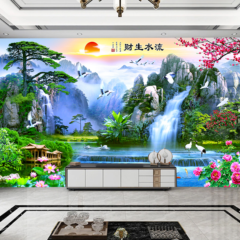 装饰画贴画仿真假框山水画墙贴自粘壁画床头画客厅壁画装饰画