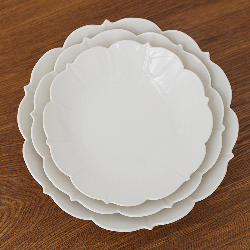 曼叙碗盘子菜盘家用高级简约盘子in风陶瓷创意花边盘碗碟大号餐具