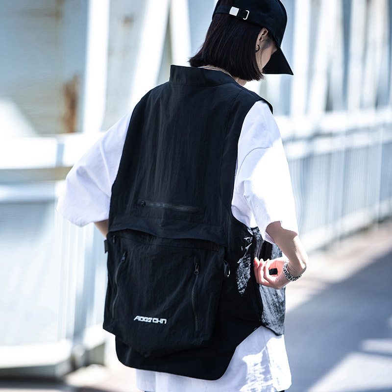 AOGZ国潮牌可拆卸背包马甲男款夏季坎肩机能风战术马夹工装背心