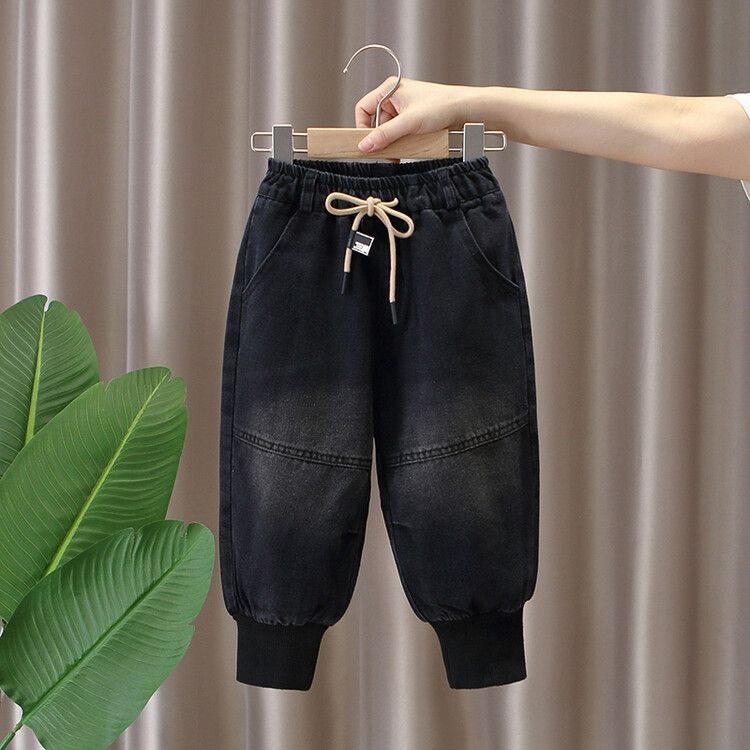 儿童牛仔裤春秋季童装男童休闲长裤洋帅气中小童时髦宽松百搭裤子