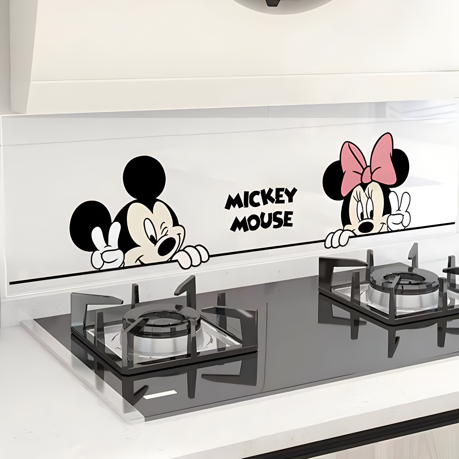 米奇米妮防油烟贴膜耐高温油烟机灶台墙面自粘贴防水壁纸透明墙贴