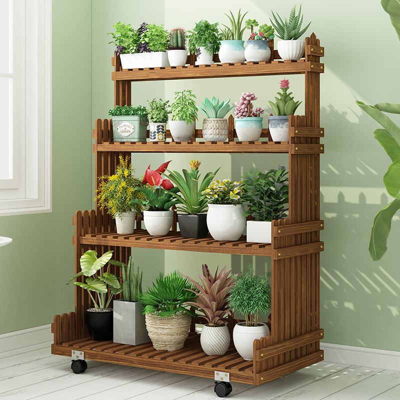 花架子实木质多层阳台置物架置物架装饰简约客厅阶梯款式花盆架