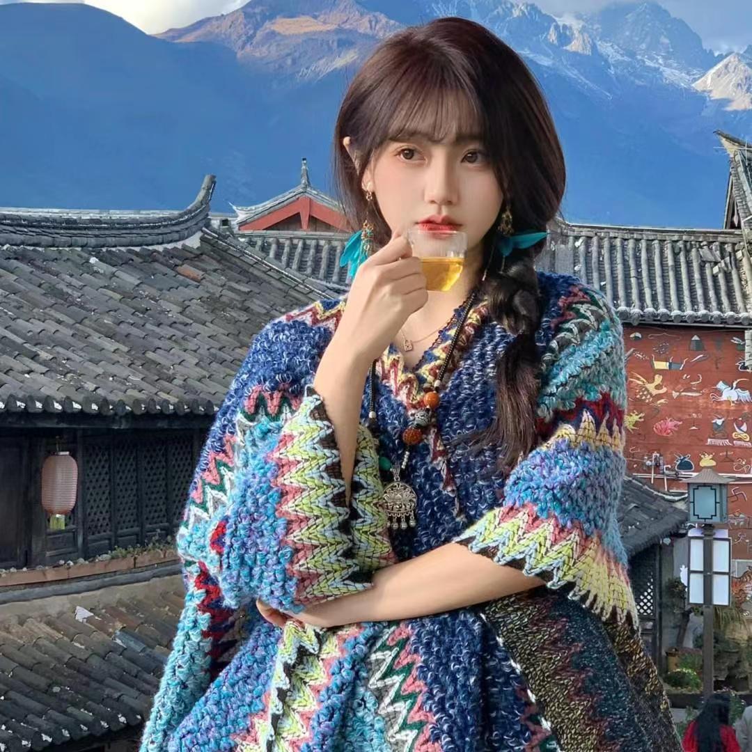 披肩女2023新款春夏民族风云南特色外搭秋冬洋气丽江大理斗篷披风