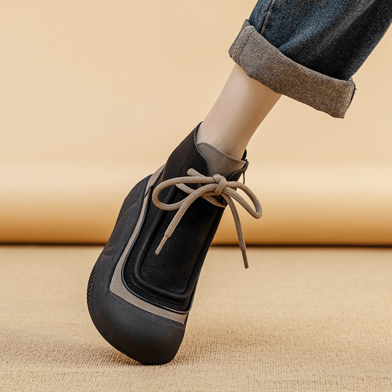 万达撤柜头层牛皮厚底马丁靴2025新款复古运动休闲保暖短靴女加绒