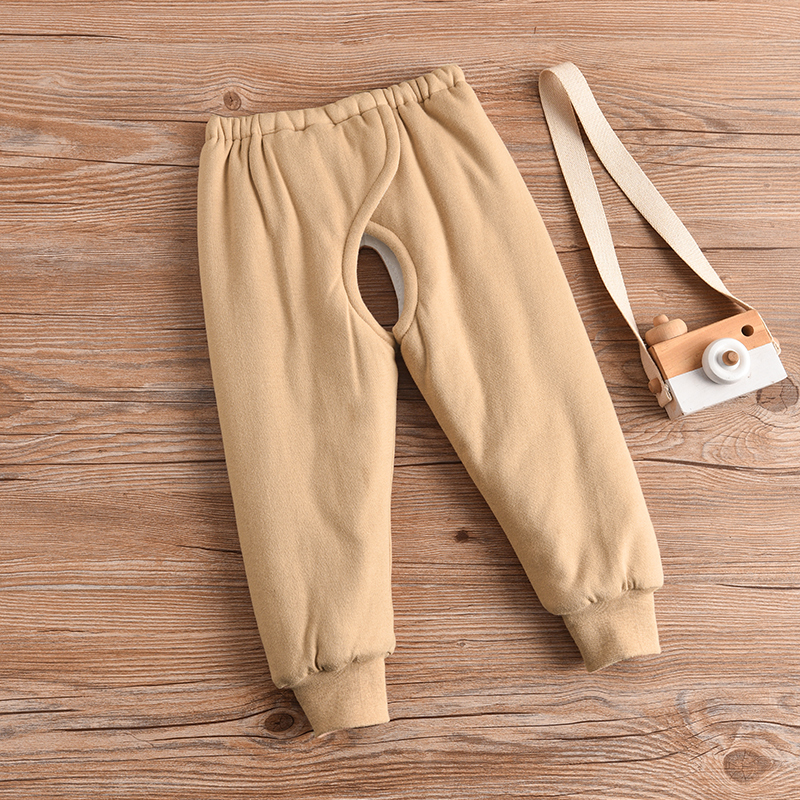 儿童棉裤冬款棉毛斜开档橡筋棉裤宝宝纯棉外穿婴儿冬天保暖裤锁温