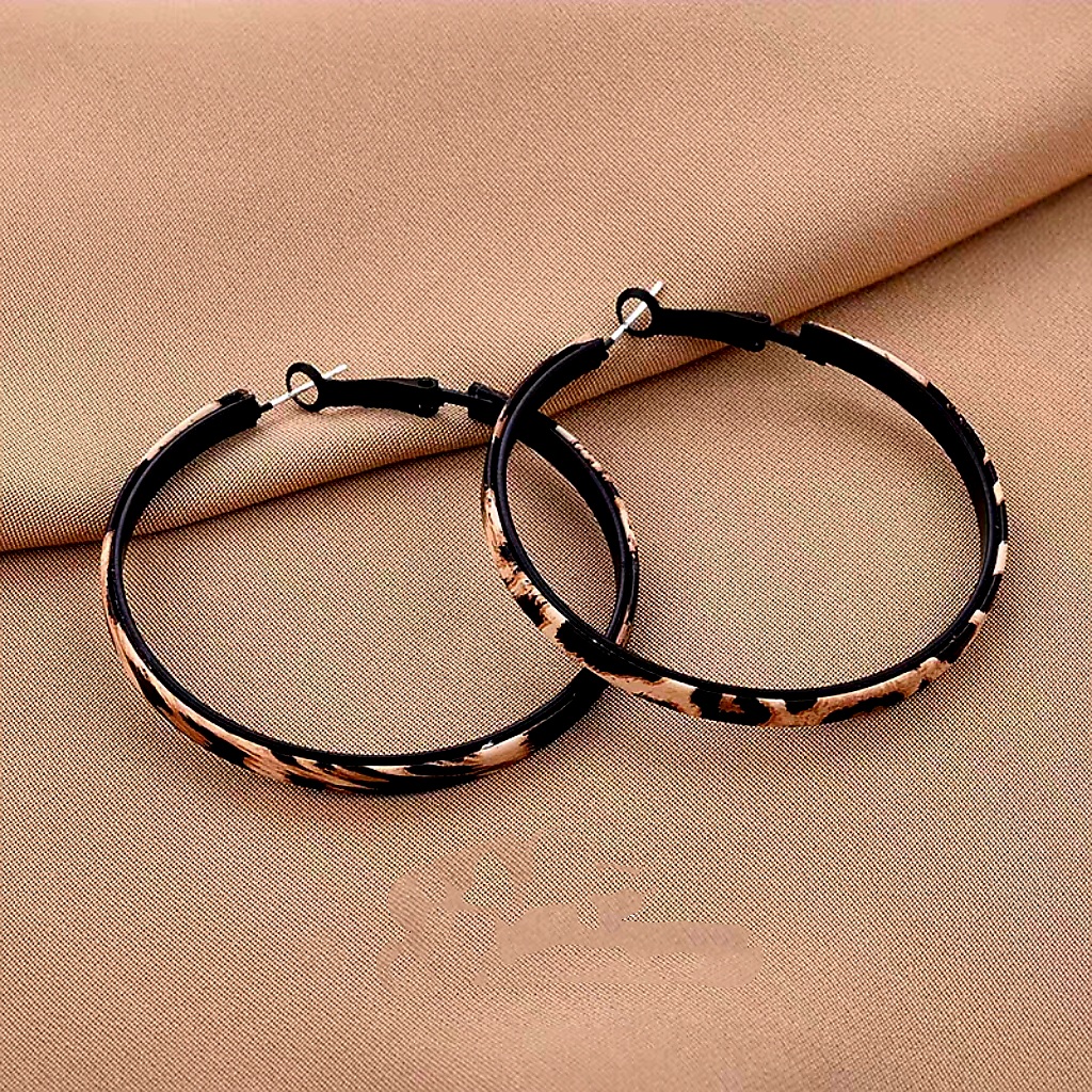 铜合金耳饰 5cm 时尚大气豹纹高级感耳环小众百搭E0215