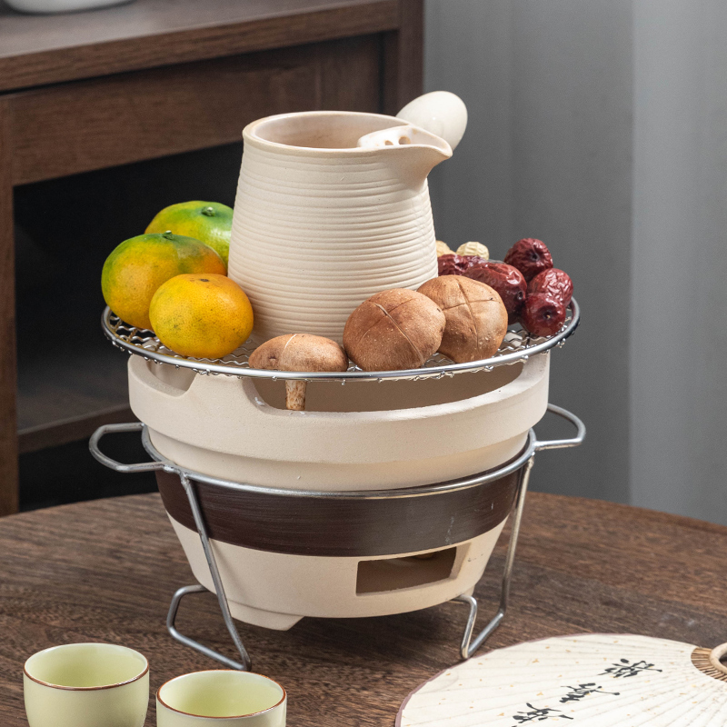 加热围炉煮茶家用大号老式打边炉网红烤火炉子木炭炉户外碳炉粗陶